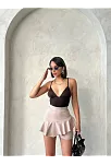 Valonlu Fırfırlı Şort Bej S24683