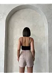 Valonlu Fırfırlı Şort Bej S24683