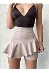 Valonlu Fırfırlı Şort Bej S24683