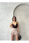 Valonlu Fırfırlı Şort Bej S24683