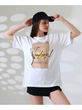 Varak baskılı imza desen tişört Varak baskılı imza desen tişört