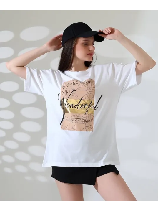 Varak Baskılı İmza Desen Tişört