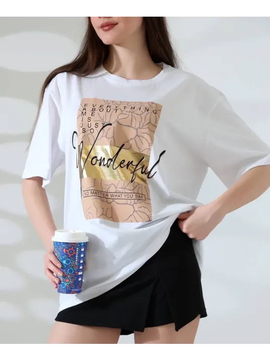 Varak Baskılı İmza Desen Tişört