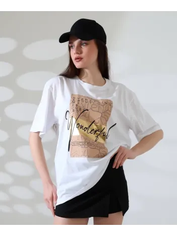 Varak Baskılı İmza Desen Tişört