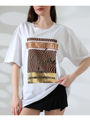 Varak çizgili Oversize tişört Varak çizgili Oversize tişört