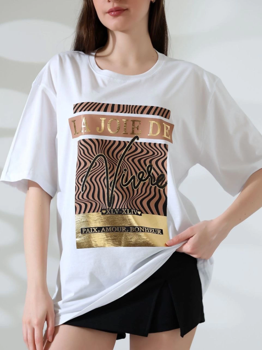 Varak çizgili Oversize tişört Varak çizgili Oversize tişört