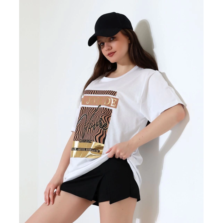 Varak çizgili Oversize tişört Varak çizgili Oversize tişört