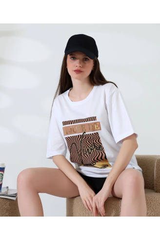 Varak çizgili Oversize tişört