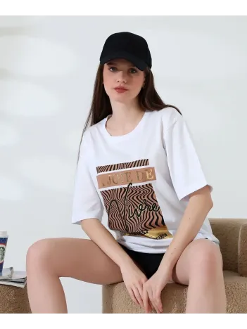 Varak Çizgili Oversize Tişört