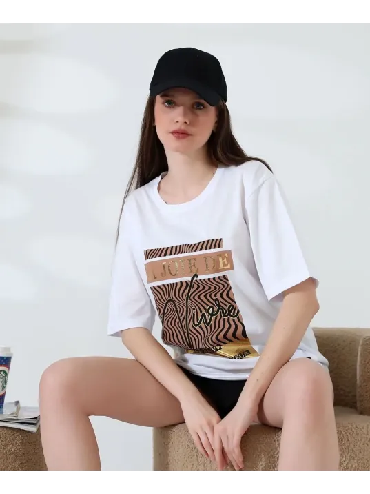 Varak Çizgili Oversize Tişört