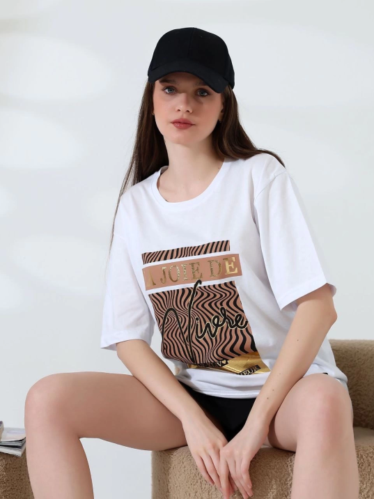 Varak çizgili Oversize tişört Varak çizgili Oversize tişört