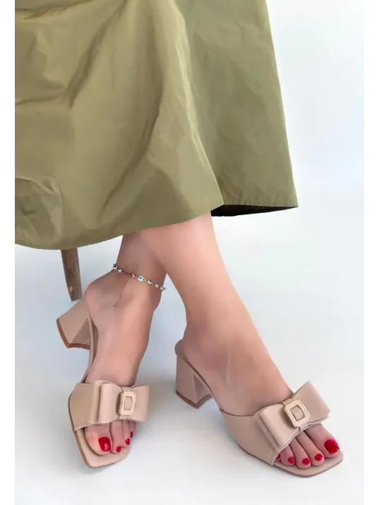 Veor Nude Cilt Topuklu Terlik