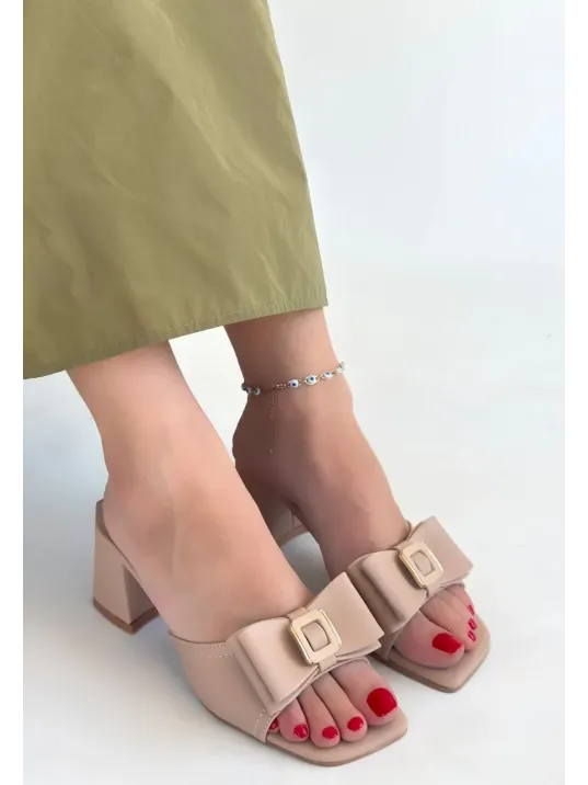 Veor Nude Cilt Topuklu Terlik