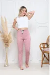 Viskon Likralı Alt Pijama Demir Pembe Baskı Desenli Q6018