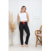 Viskon likralı alt pijama demir siyah baskı desenli q6018