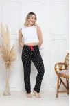 Viskon Likralı Alt Pijama Demir Siyah Baskı Desenli Q6018