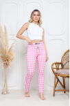 Viskon Likralı Alt Pijama Ekıse Pembe Baskı Desenli Q6018 Viskon Likralı Alt Pijama Ekıse Pembe Baskı Desenli Q6018