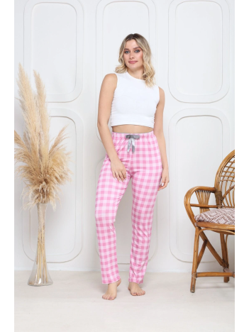 Viskon likralı alt pijama ekıse pembe baskı desenli q6018