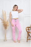 Viskon Likralı Alt Pijama Ekıse Pembe Baskı Desenli Q6018 Viskon Likralı Alt Pijama Ekıse Pembe Baskı Desenli Q6018
