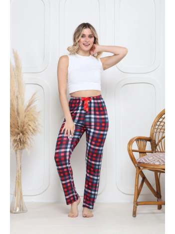 Viskon likralı alt pijama küçük ekose baskı desenli q6018