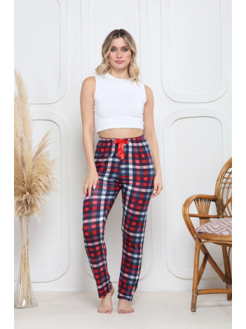 Viskon likralı alt pijama küçük ekose baskı desenli q6018