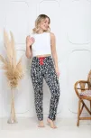 Viskon Likralı Alt Pijama Süzgülü Siyah Baskı Desenli Q6018