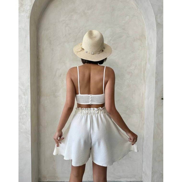 Volanlı keten şort bej s255058 Volanlı keten şort bej s255058