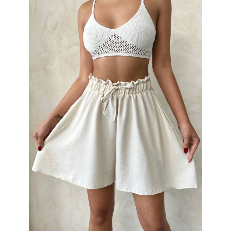 Volanlı keten şort bej s255058 Volanlı keten şort bej s255058