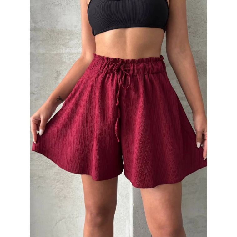 Volanlı keten şort bordo s255058 Volanlı keten şort bordo s255058