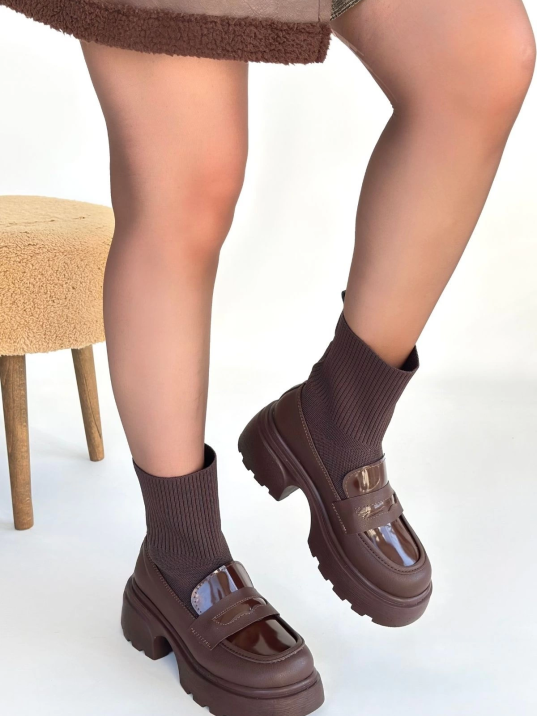 Wanye Kahverengi Cilt Cilt Streçli Bot