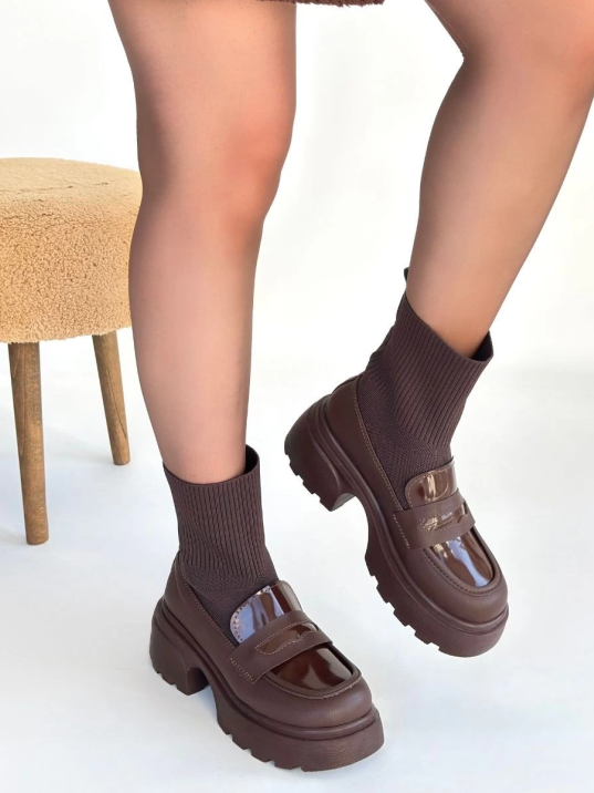 Wanye Kahverengi Cilt Cilt Streçli Bot