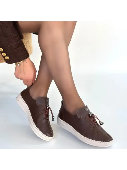 Warte Acı Kahve Deri Bağcıklı Spor Ayakkabı