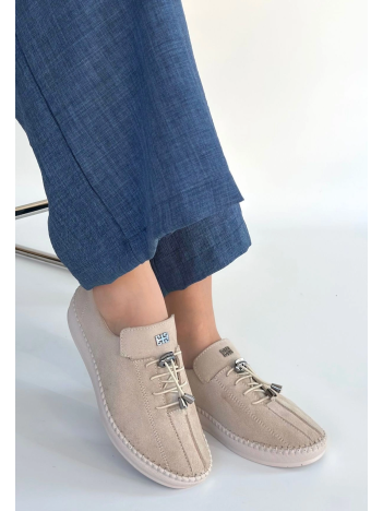 Warte Bej Süet Bağcıklı Spor Ayakkabı