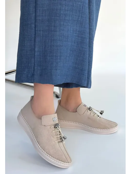 Warte Bej Süet Bağcıklı Spor Ayakkabı