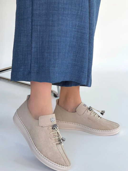 Warte Bej Süet Bağcıklı Spor Ayakkabı