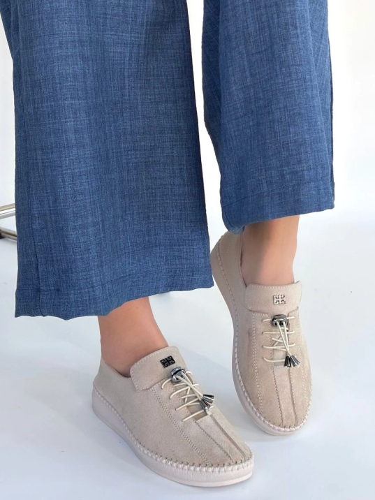 Warte Bej Süet Bağcıklı Spor Ayakkabı