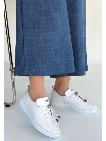 Warte Beyaz Deri Bağcıklı Spor Ayakkabı