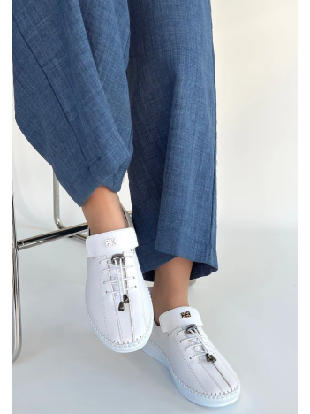 Warte Beyaz Deri Bağcıklı Spor Ayakkabı