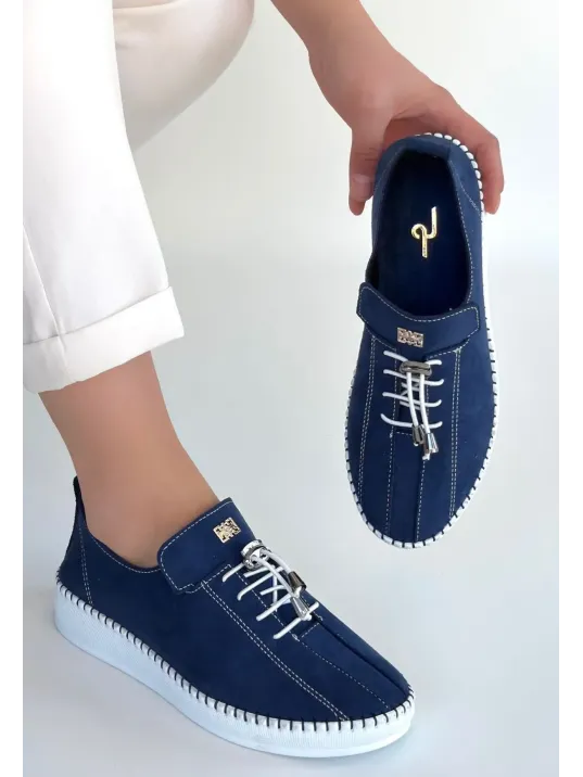 Warte Lacivert Süet Bağcıklı Spor Ayakkabı