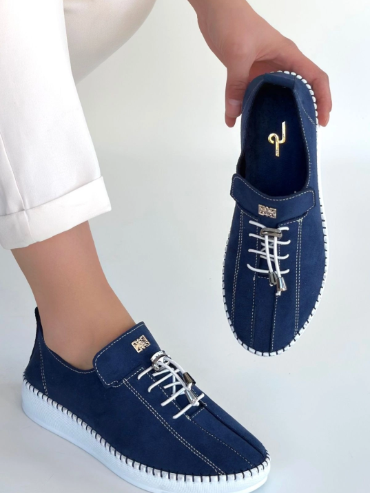 Warte Lacivert Süet Bağcıklı Spor Ayakkabı