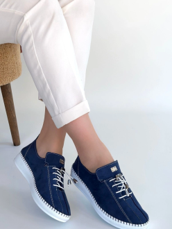 Warte Lacivert Süet Bağcıklı Spor Ayakkabı