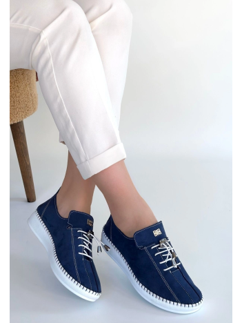 Warte Lacivert Süet Bağcıklı Spor Ayakkabı