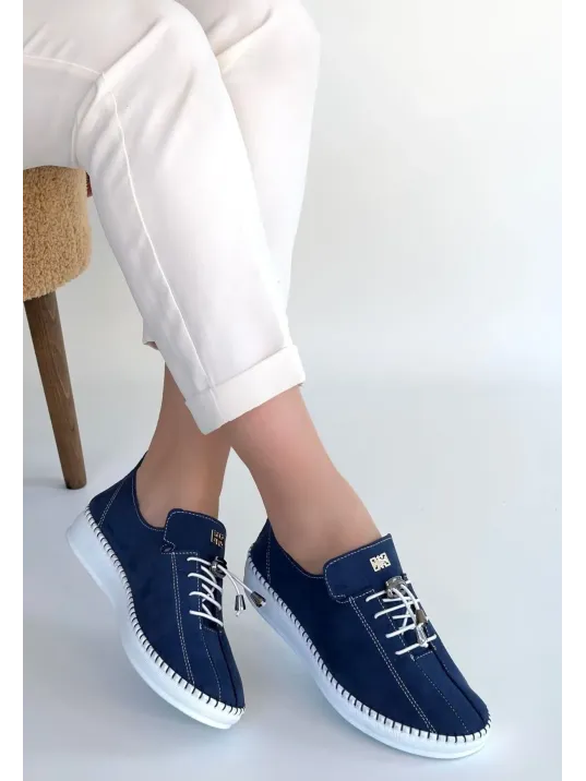 Warte Lacivert Süet Bağcıklı Spor Ayakkabı