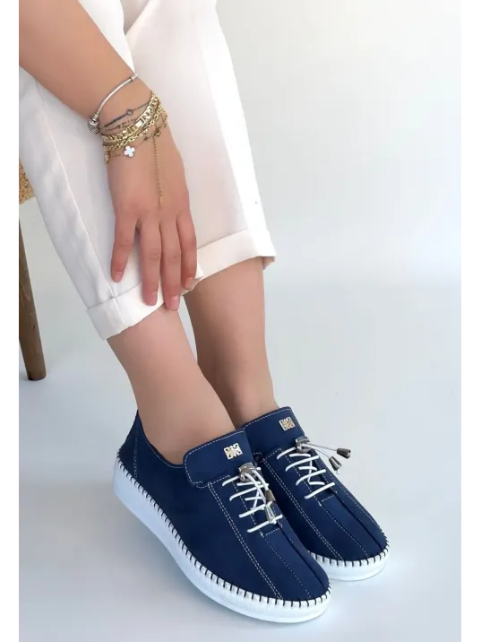 Warte Lacivert Süet Bağcıklı Spor Ayakkabı