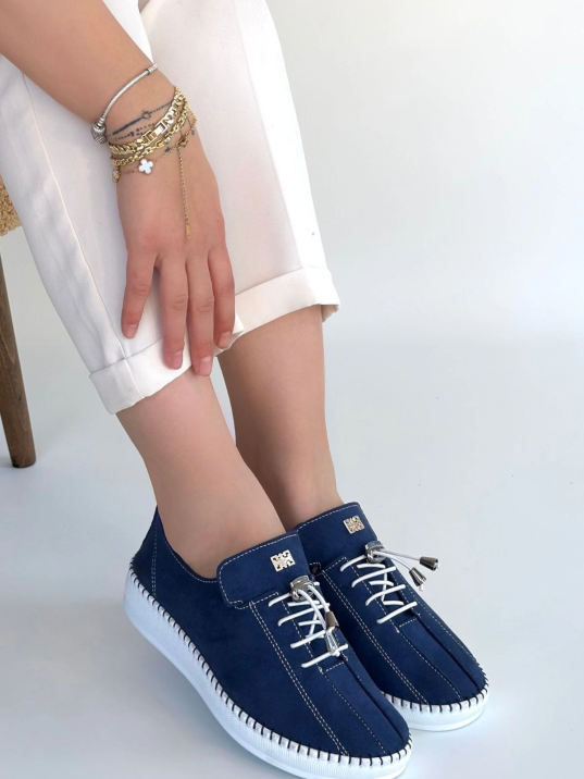 Warte Lacivert Süet Bağcıklı Spor Ayakkabı