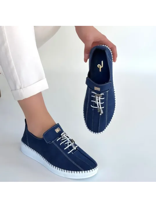 Warte Lacivert Süet Bağcıklı Spor Ayakkabı