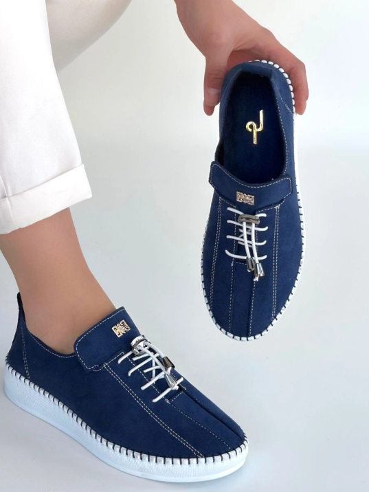 Warte Lacivert Süet Bağcıklı Spor Ayakkabı