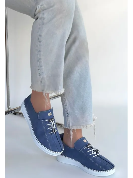 Warte Mavi Süet Bağcıklı Spor Ayakkabı