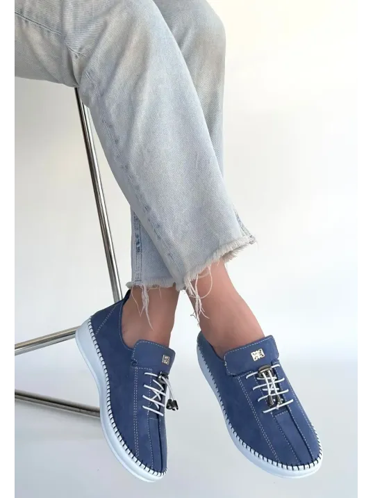 Warte Mavi Süet Bağcıklı Spor Ayakkabı