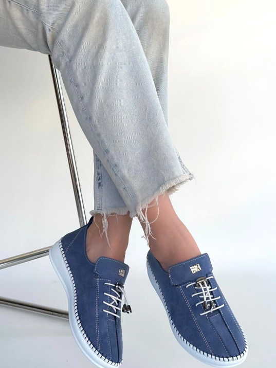 Warte Mavi Süet Bağcıklı Spor Ayakkabı